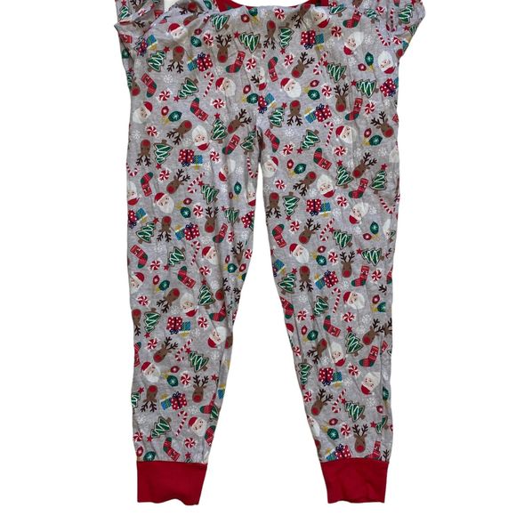 CHRISTMAS woman's size large L santa deer one piece holiday morning pajamas pjs - Picture 2 of 12
